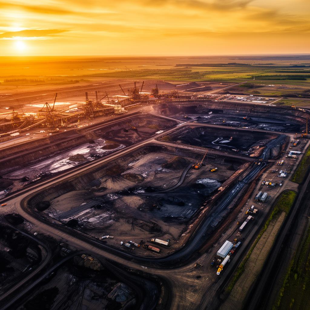 Aerial view of oil sands industrial infrastructure